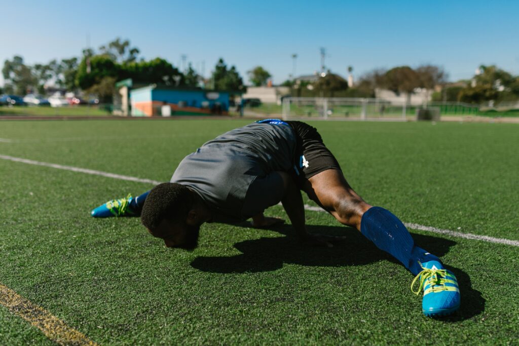 Athlete hip mobility warm-up before exercise
